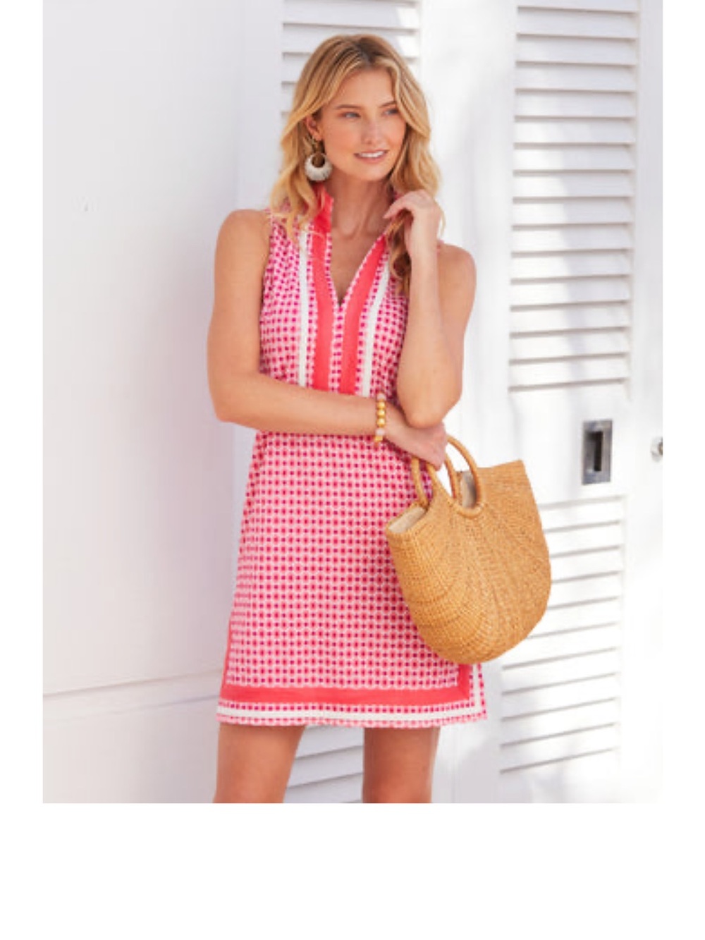 NWOT Cabana Life Pink Geometric Sleeveless Resort Dress